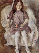 Jules Pascin The Girl holding flower Spain oil painting reproduction